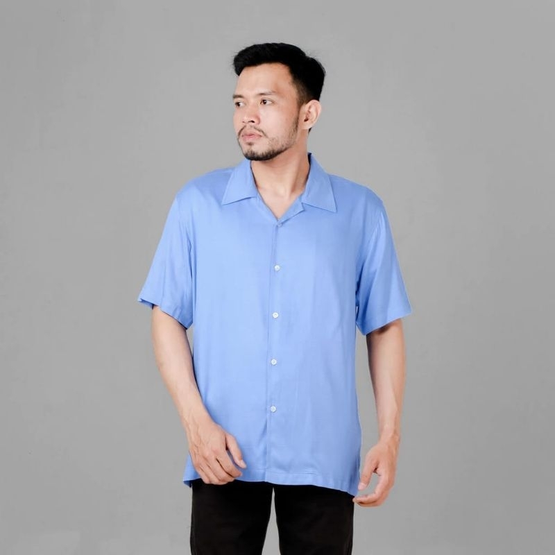 KEMEJA HAWAI RAYON TWILL IMPORT POLOS PRIA || KEMEJA PRIA POLOS