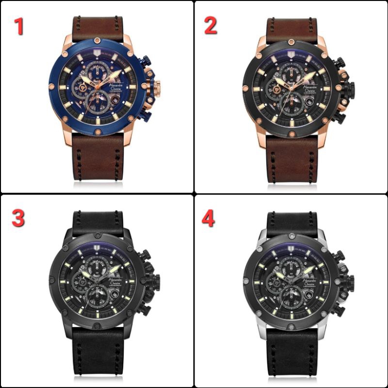 🪙 ✓BARU ORIGINAL GARANSI RESMI JAM TANGAN PRIA ALEXANDRE CHRISTIE CHRONOGRAP KULIT STRAP ARLOJI WATC