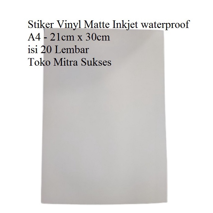 

Stiker Vinyl Matte Inkjet Waterproof A4