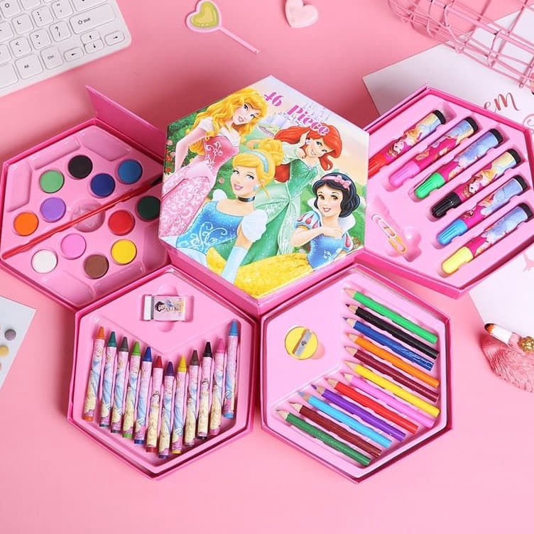 

Bayar Di Tempat Pensil warna set 46 pcs kartun Kitty crayon set kotak melukis gambar anakanak sekolah hadiah gift anak pink colour pencils draw