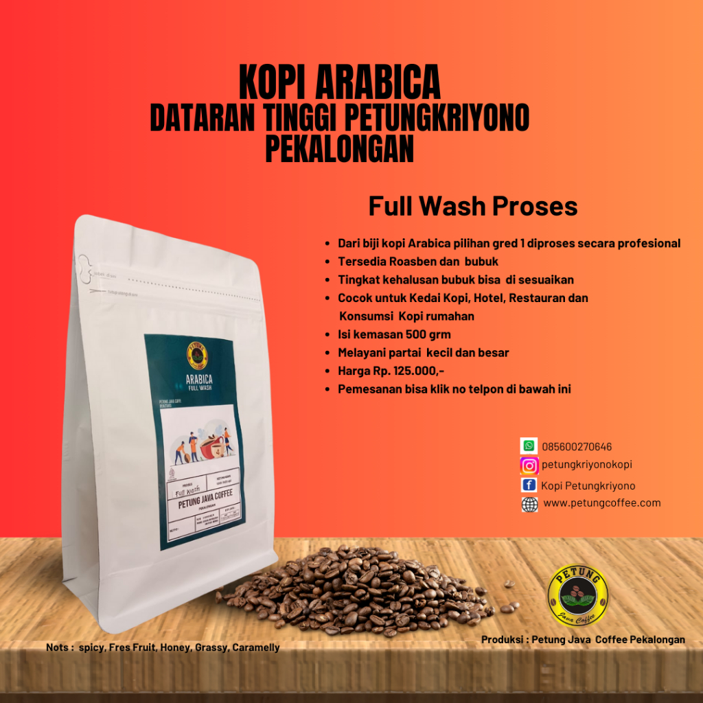 

Kopi Arabica Petungkriyono 500 Grm