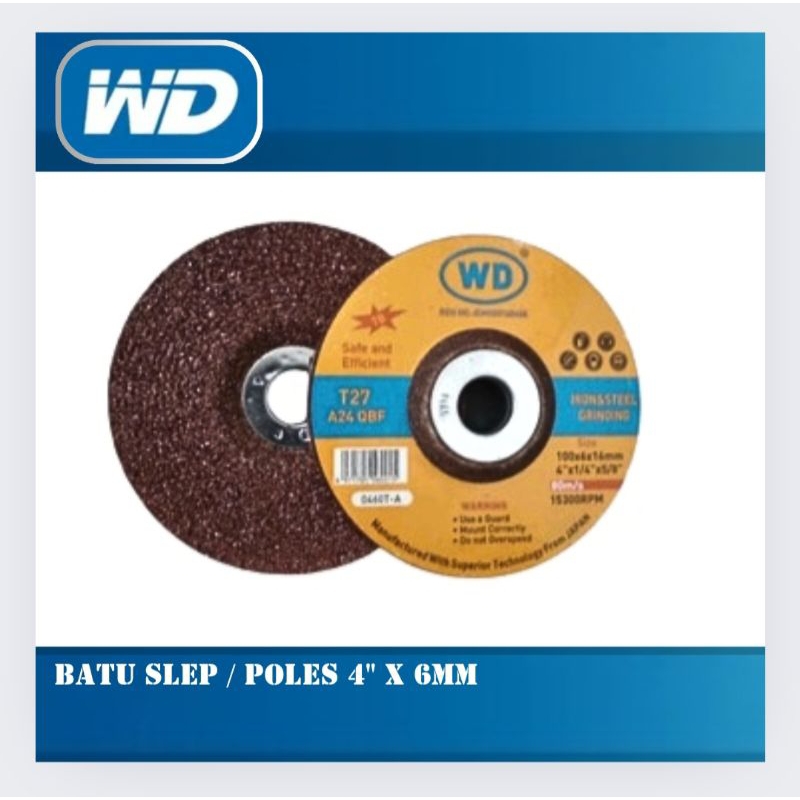 Batu Slep Batu Poles Gerinda Poles Slep Besi Baja Stainless 4"x6mm WD