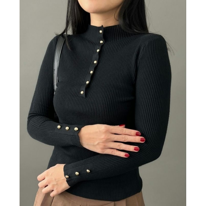 PINKDOSE | ATASAN MANSET INARA KANCING | ATASAN PREMIUM KNIT BUSUI FRIENDLY (REAL PIC)