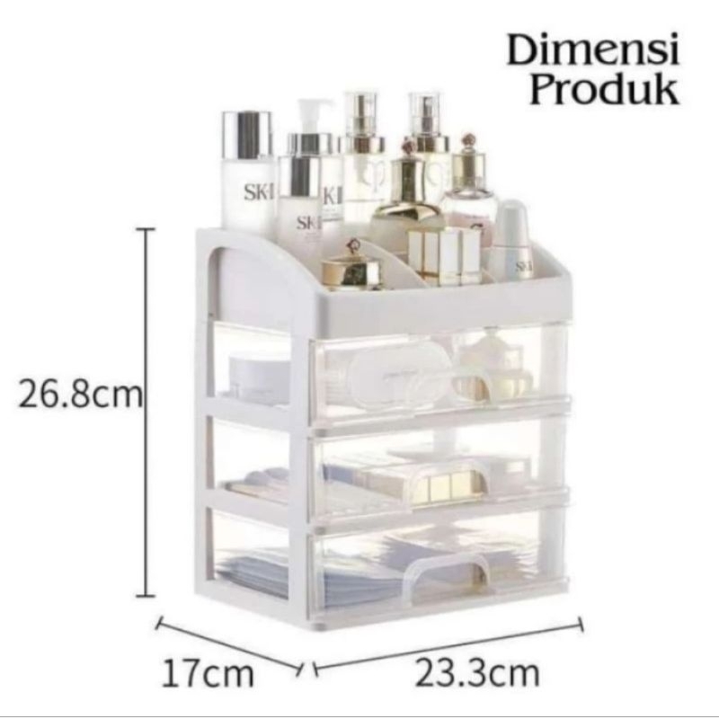 Rak kosmetik susun 3 / laci kosmetik / rak plastik susun / rak