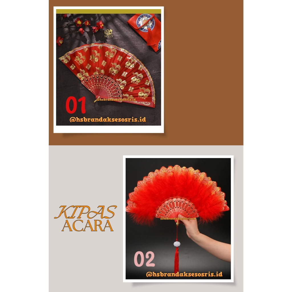 KIPAS WEDDING SHUANG XI / KIPAS MERAH PENGANTIN / KIPAS SANG JIT IMPORT / KIPAS BULU MERAH MARRIED /