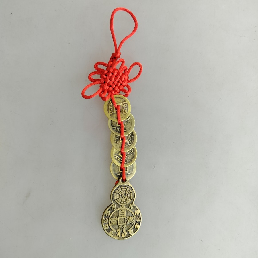 gantungan mobil koin china motif hulu holo 5 koin feng shui