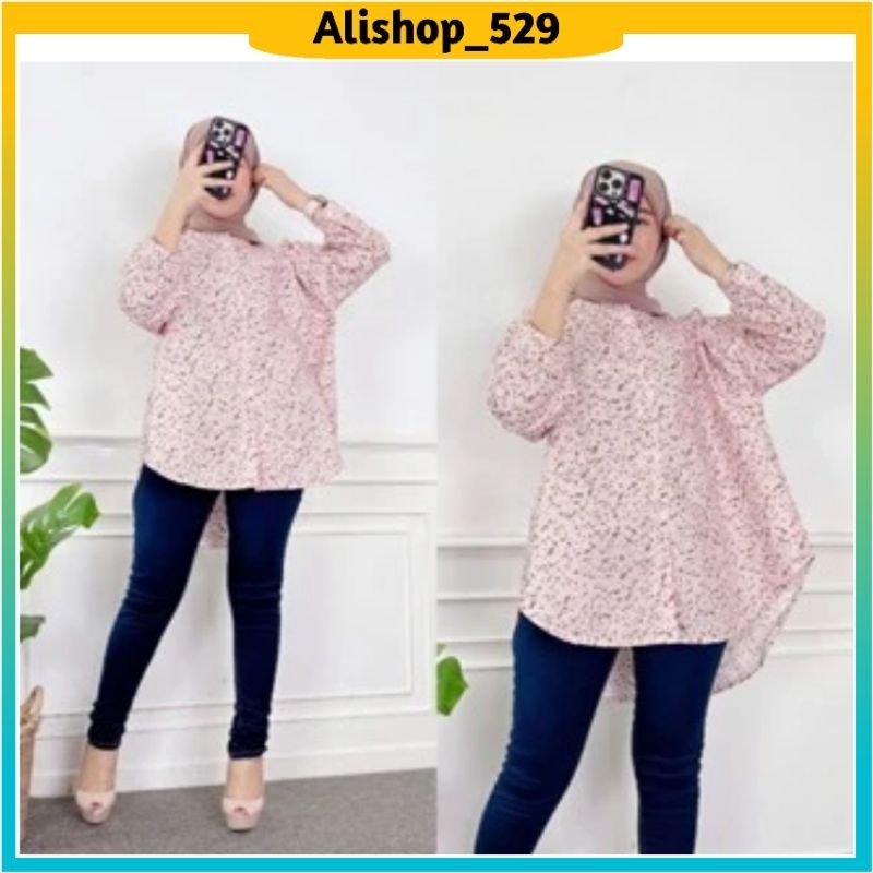 Zanica Tunic Motif Bahan Katun Poly Kemeja Wanita Terlaris Kemeja Jumbo Terbaru Tunik MIDI Dress