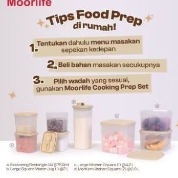 PROMO Moorlife Cooking Prep Set Per Set (Toples, wadah makanan kedap udara, wadah bumbu, tempat bumb