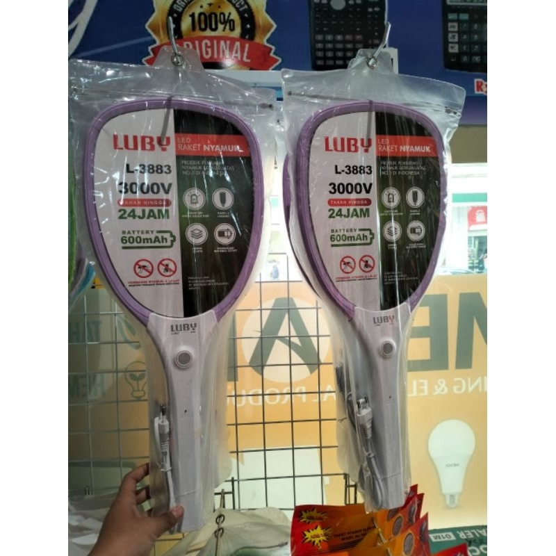 RAKET NYAMUK LUBY L-3883 RAKET NYAMUK CAS+ SENTER RAKET NYAMUK LUBY