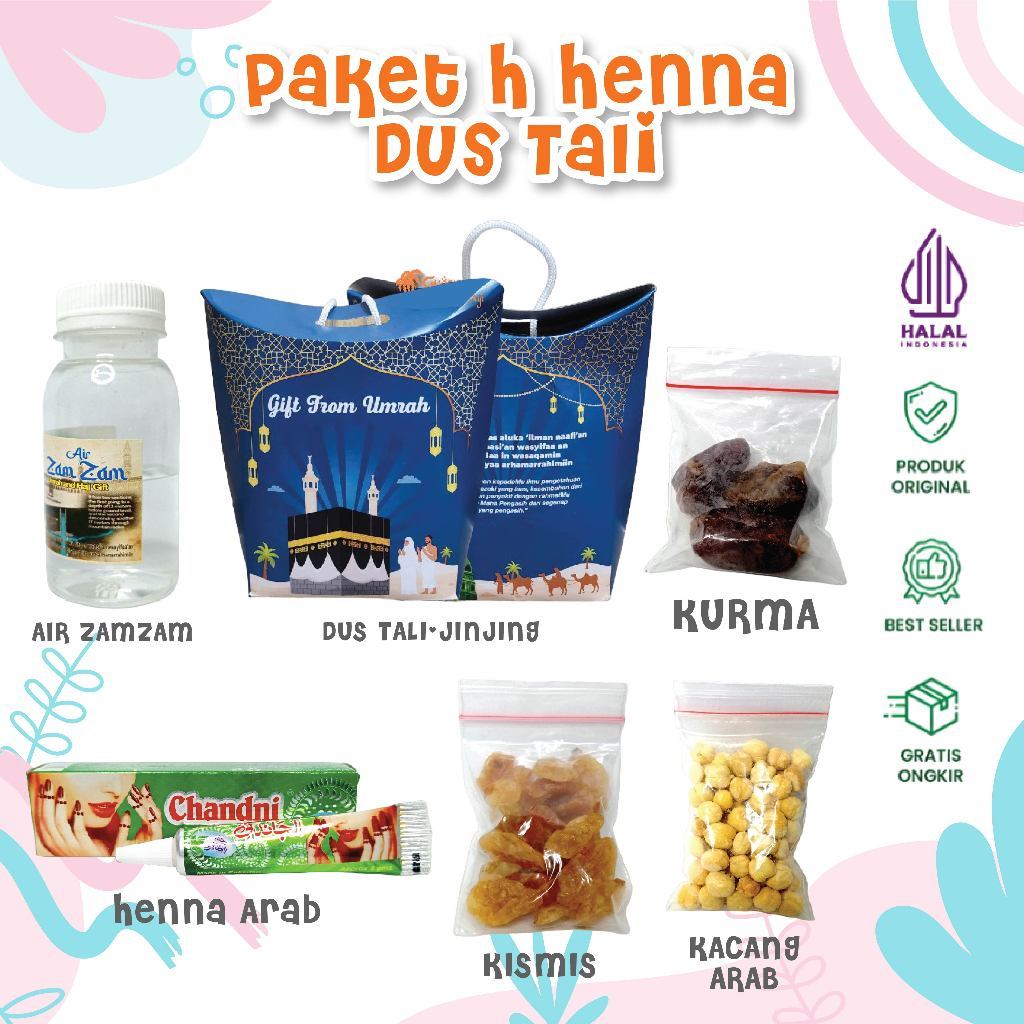 

Paket Oleh Oleh Haji dan Umroh Henna Arab Dus Tali Jinjing Ekonomis