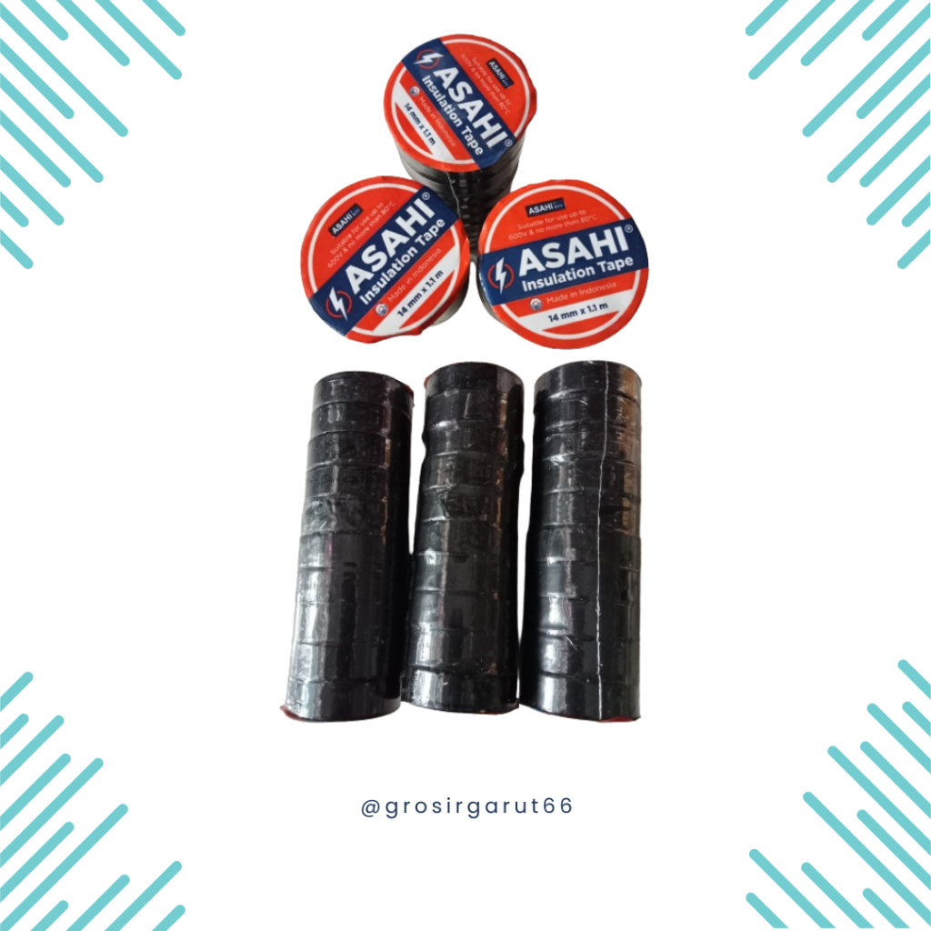 Isolasi Kabel / Solasi Kabel / Solasi Listrik / Solasi Hitam / Solasi Hoki / Solasi Asahi Isi 10pcs