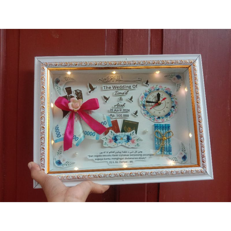 mahar pernikahan rustic led dengan jam aktif