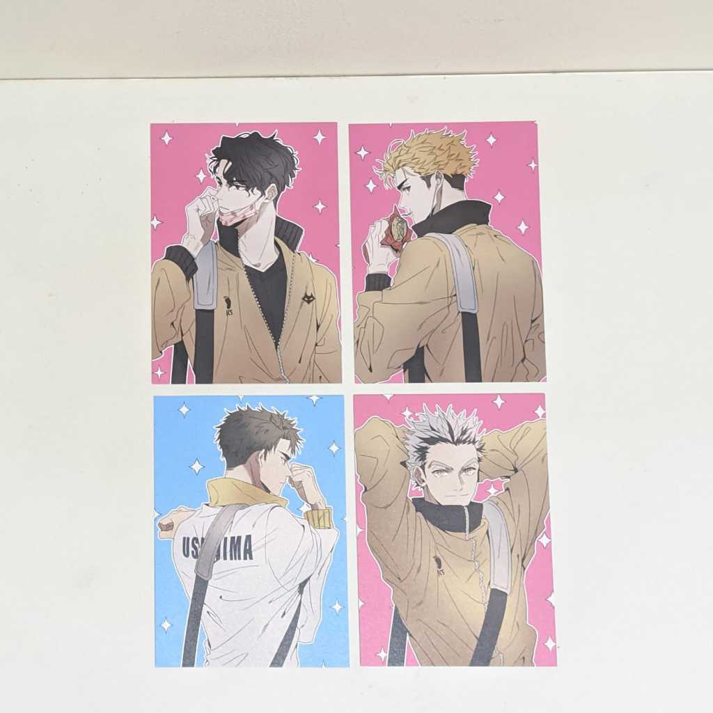 [WAJIB CO PACKING] GLITTER/PEARL POSTCARD HAIKYUU ATSUMU BOKUTO SAKUSA USHIJIMA BY UMMMA