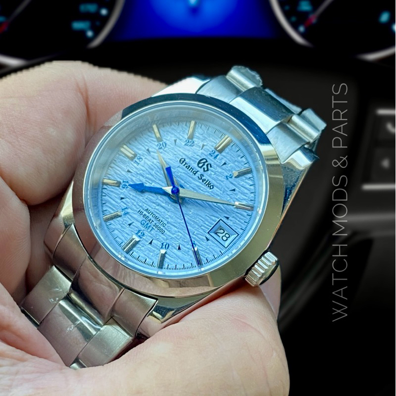 Seiko Mod SeikoMod Grand Seiko GMT Blue Textured Dial, NH34A GMT Jalan Dan Berfungsi