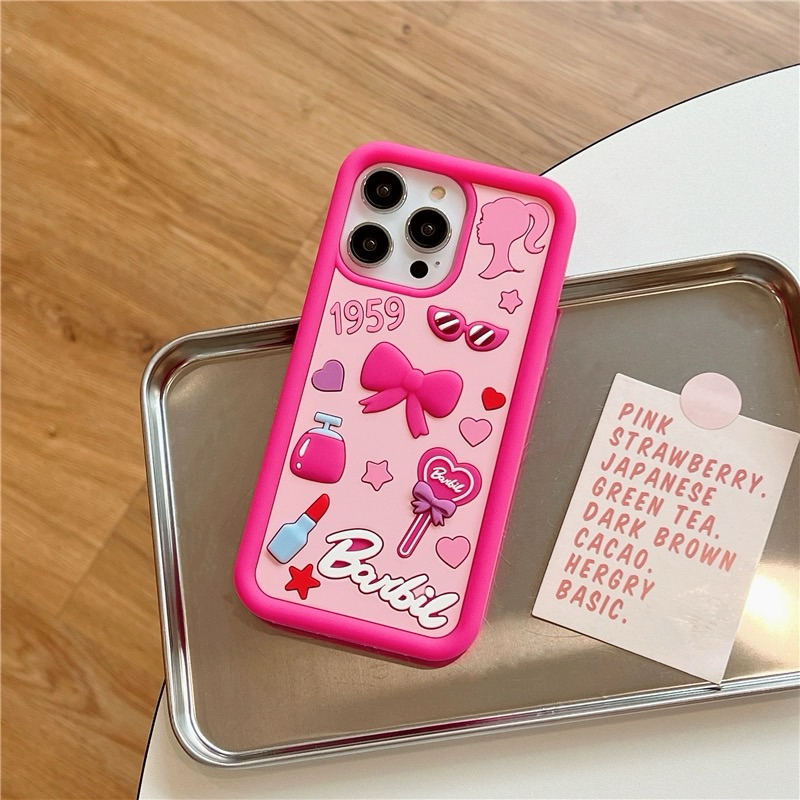CASE CASING HP IPHONE BARBIE PINK LUCU [BACA DESK]