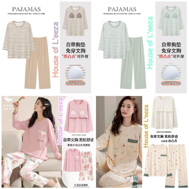 DYA369 PIYAMA PP CUP BRA LEISURE WEAR VOL.1 NEW ARRIVAL/ Baju tidur sleepwear busa bh