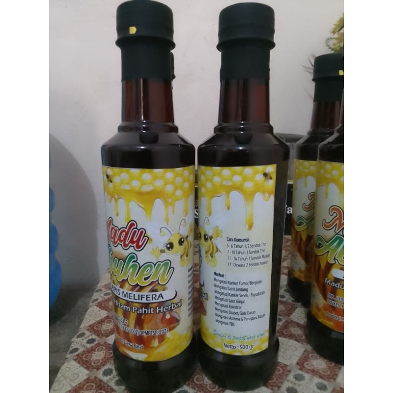 

Madu Murni Abuhen.Madu Hitam Pahit Herbal 2botol/botol isi 500ml