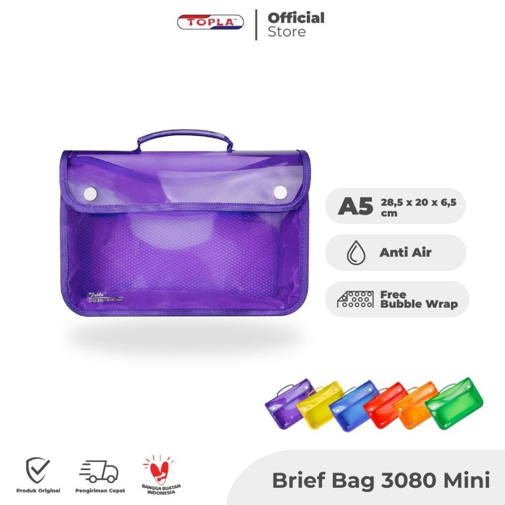 

Brief bag 3080 mini tas jinjing kancing 2 dokumen anti air ukuran A5 kecil praktis untuk Pelajar