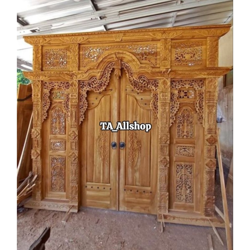Gebyok Kayu Jati/Gebyok Jepara/Kusen Gapuro Pintu/Pintu Ukir Kayu Jati/Pendopo