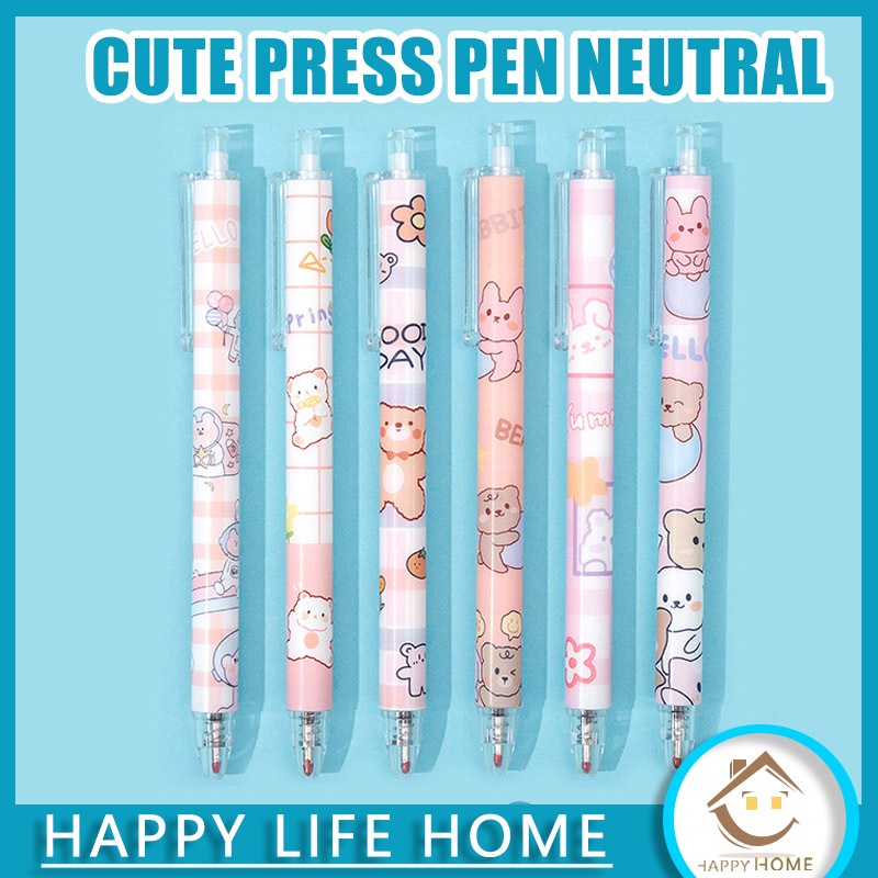 

6pcs Pulpen Gel Set Pena Pen Lucu 0.5mm Pulpen Aesthetic Gel Pen Pulpen 1 Pack Mekanik Pulpen Tinta Hitam Alat Tulis Stationery Bulpen Bolpen