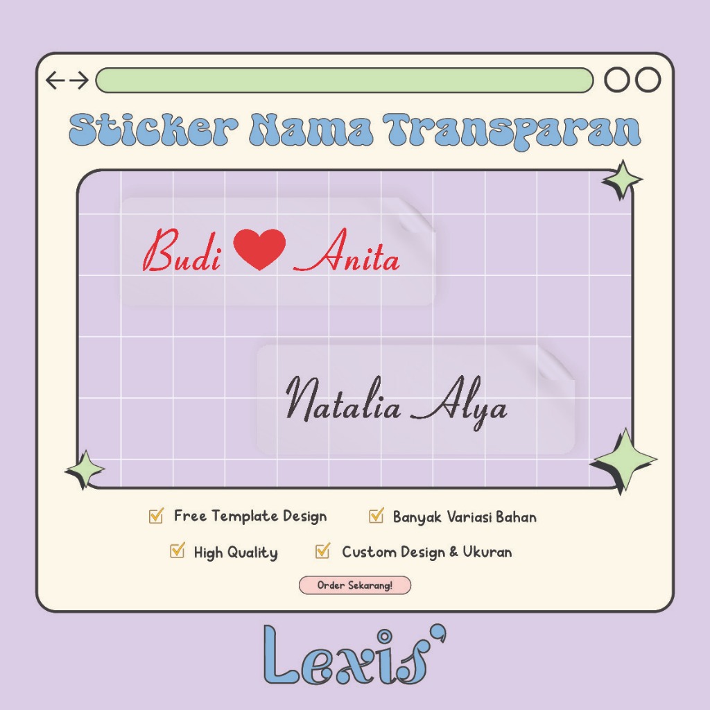 Stiker Nama Transparan Souvenir - Stiker Nama Pernikahan - Sticker Nama - Label Nama Transparan