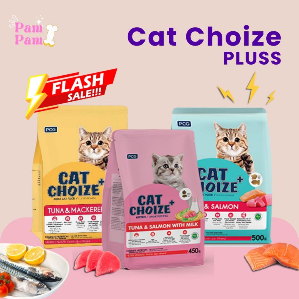 Cat Choize Plus Makanan kering kucing | Adult Tuna & Salmon | Cat Choize Kitten Tuna & Salmon