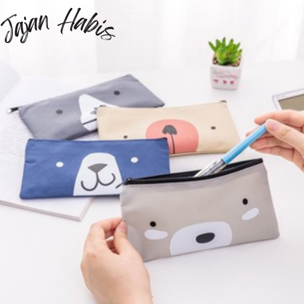 

JABIS Tempat Pensil Pulpen Kain Kanvas Karakter Hewan Lucu Kotak Pensil Serbaguna Motif Animal Dompet pouch make up kosmetik wanita