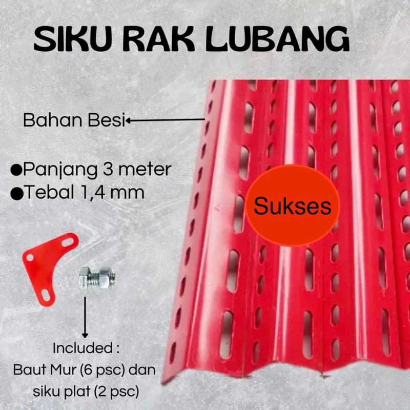 Siku lobang/ siku rak merah/coklat panjang 3mtr ketebalan 1.4mm