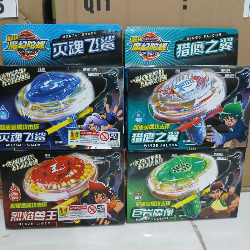 Mainan Anak Gasing Besi/Beyblade + Tarikan Kemasan Dus 2002-6