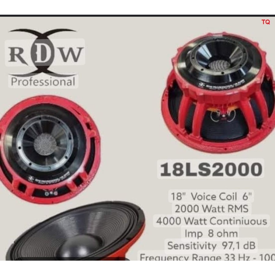 SPEAKER KOMPONEN RDW 18LS2000 18 INCH / Coil 6 in / 4000 Watt ORIGINAL