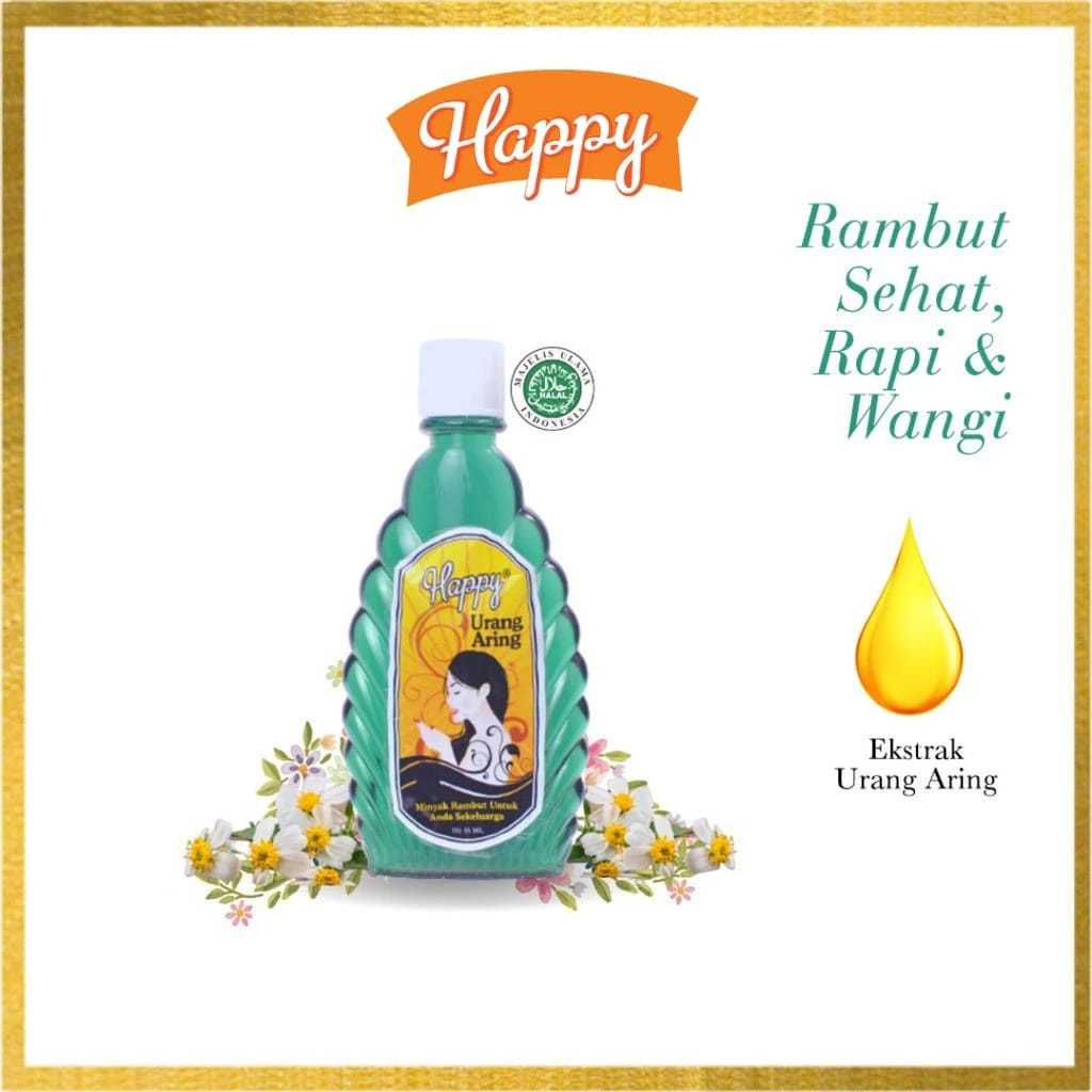 MINYAK URANG ARING HAPPY 90ML & 55ML - MINYAK RAMBUT URANG ARING HAPPY ORIGINAL 100%