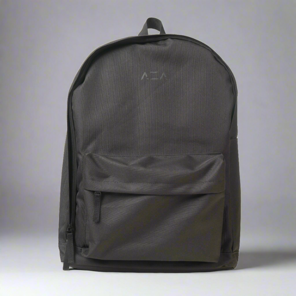 AZA Backpack Classics Pocket Bag - Tas Ransel Sekolah Hitam Polos Pria Wanita