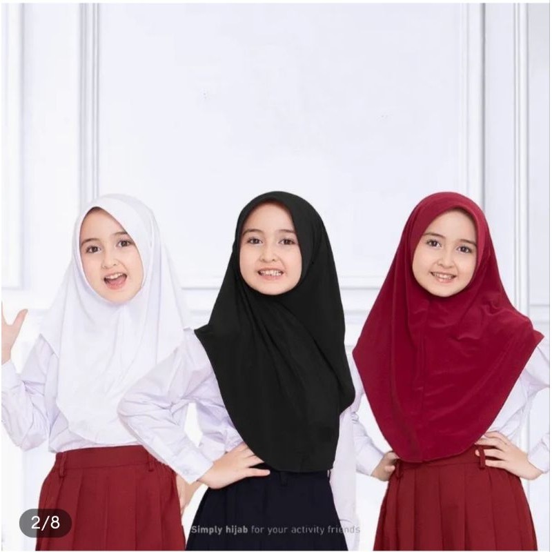 ORI Hijab Bergo Hamidah Oval Jersey Jilbab Sekolah Pinguin Anak Instan Size S M L Kenan