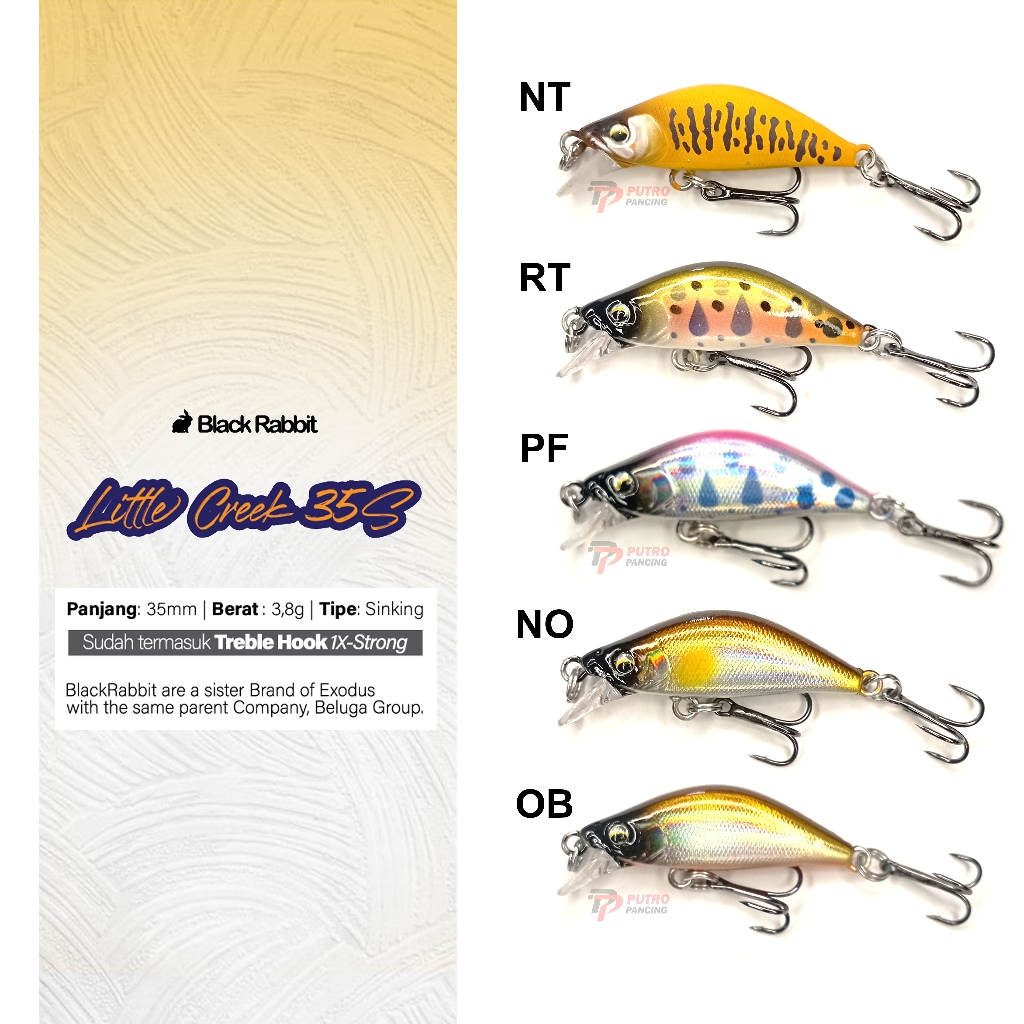 Lure LITTLE CREEK 35S Minnow Sinking Black Rabbit Killer