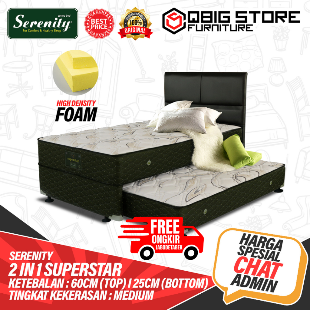 Kasur Spring bed Elite Serenity Superior Superstar 2in1