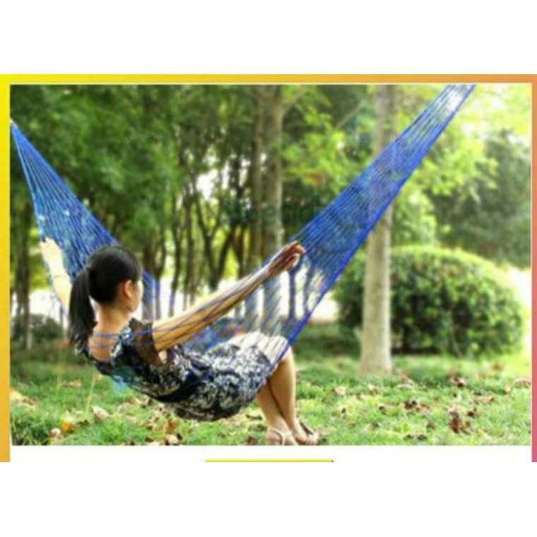 HAMMOCK ayunan jaring gantung taman bahan tambang PE 3mmcocok untuk dewas dan anak anak u C1E5