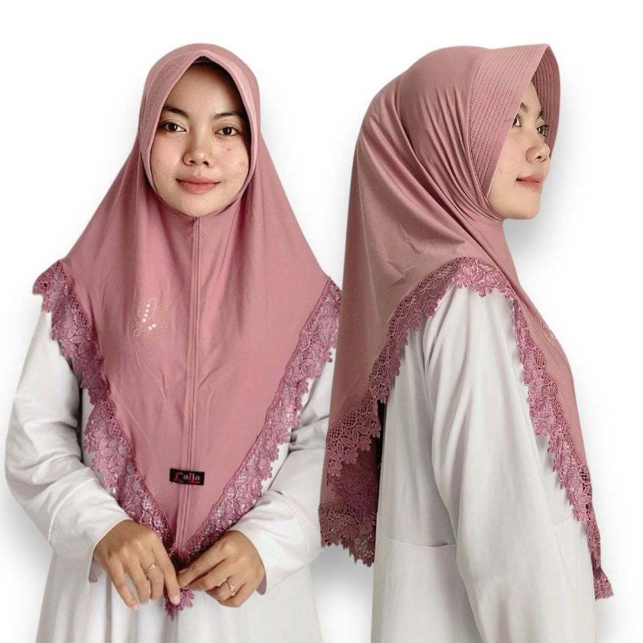 Jilbab Instan Pet Jersey Renda Kombinasi Payet Alexa/Hijab Instan Pet Renda Mewah Ori Rafila