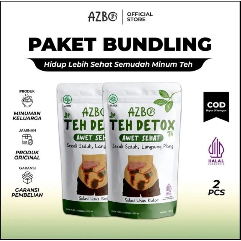 

paket bundling isi 2 teh azbo teh detox pembersih usus kotor ampuh