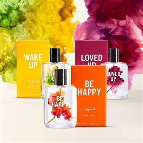Be happy Loved Up feel good eau de toilette oriflame parfum wanita edt edp body spray body mist pewa