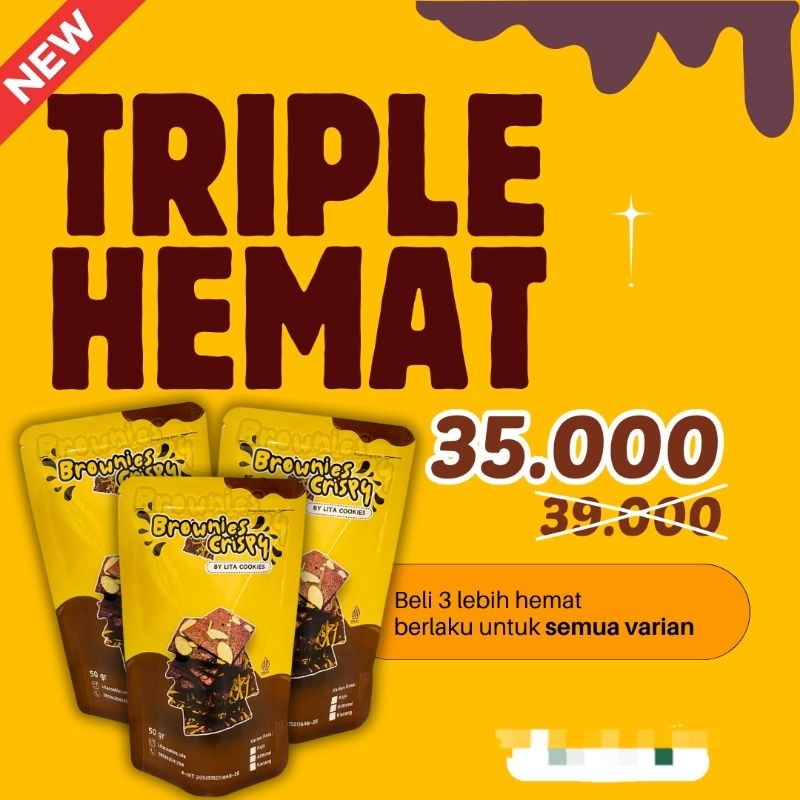 

LITA COOKIES HEMAT PAKET ISI 3 BROWNIES CRISPY