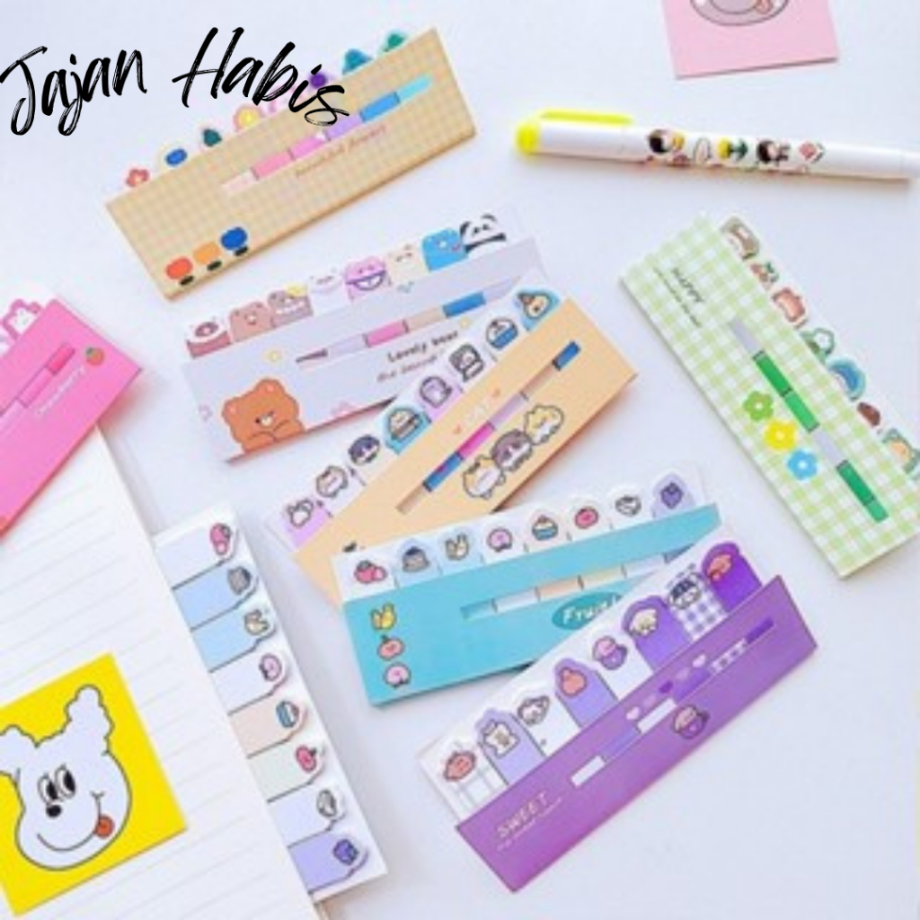 

JABIS Pembatas Buku Karakter Hewan Lucu Penanda Buku Stationery Memo Pad Convenience Cute 8 IN 1 Sticky Notes Karakter 8IN1 Tempelan Kertas Catatan 120 Lembar