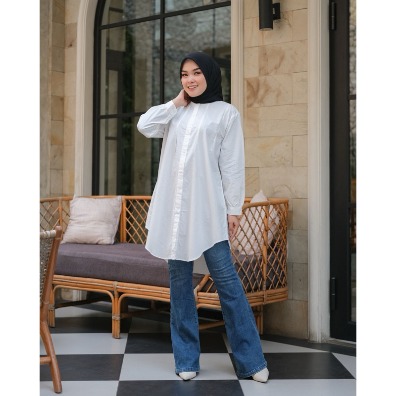 TUNIK POLOS KEMEJA KATUN POPLIN LUCU MURAH WANITA