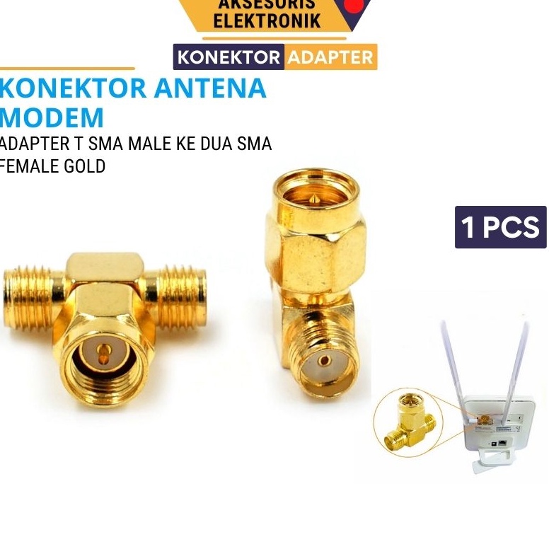 Menarik Konektor Cabang 2 Antena Router Orbit T SMA Male to 2x SMA Female  Konektor T KONEKTOR T SAM
