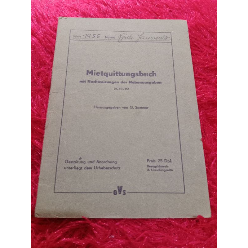

Buku Kecil Resi Sewa Bahasa Jerman Tahun 1955 USED