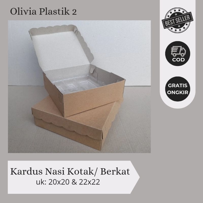 

Kardus Nasi Kotak/ Kardus Berkat/ Kardus Cokelat uk 20 & 22