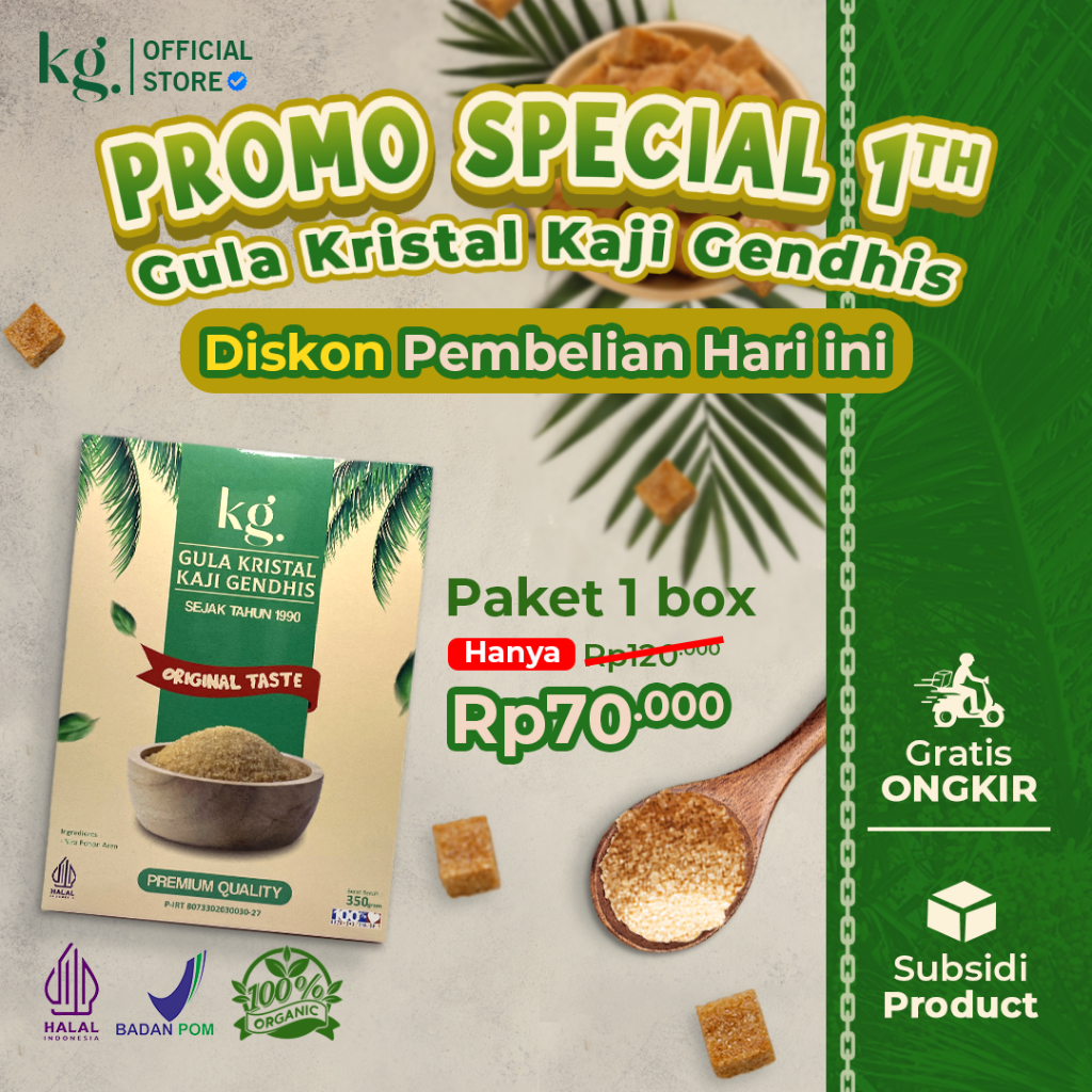 

[PROMO] Gula Kristal Kaji Gendhis - bantu jaga dan kontrol kadar gula darah gula aren original Pemanis nol kalori dengan mineral alami