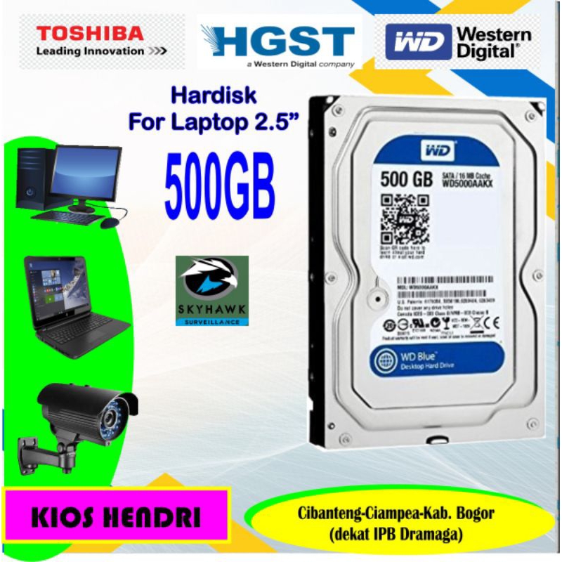 hardisk laptop 500gb Slim WD Toshiba dll