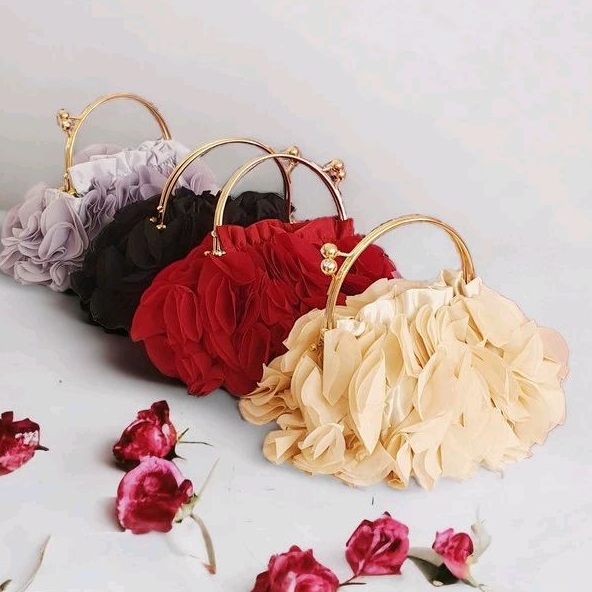 Clutch Tas Pesta Rosa dengan Warna Cream, Hitam, Merah, dan Silver untuk Acara Formal dan Kasual