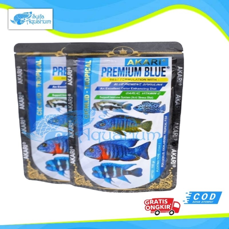 Akari Premium Blue Pelet lkan Ciklid Makan Ikan Cichild Tropical Pakan Ikan Hias 100Gram