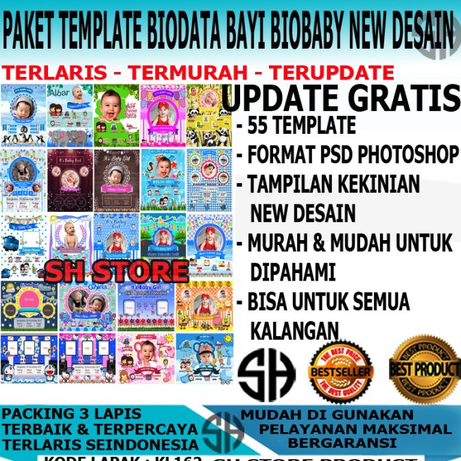 Harga TERMURAAH Template Cover Biodata Bayi BIOBABY Lucu Model Terbaru PSD KL162
